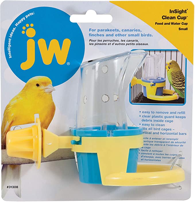 JW Pet Company Clean Cup Feeder and Water Cup Bird Accessory, Small, Colors may vary