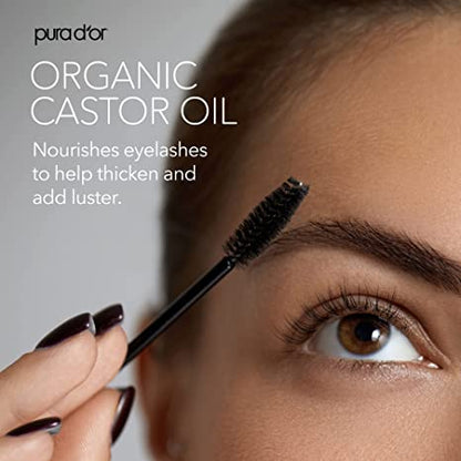 PURA D’OR Organic Castor Oil (4oz + 2 BONUS Pre-Filled Eyelash & Eyebrow Brushes) 100% Pure, Cold Pressed, Hexane Free Growth Serum For Fuller, Thicker Lashes & Brows, Moisturizes & Cleanses Skin14.99