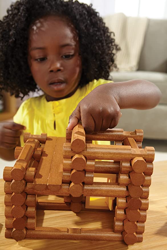 LINCOLN LOGS-Horseshoe Hill Station-83 Pieces-Real Wood Logs – Ages 3+ – Best Retro Building Gift Set for Boys/Girls – Creative Construction Engineering – Top Blocks Game Kit – Preschool Education Toy