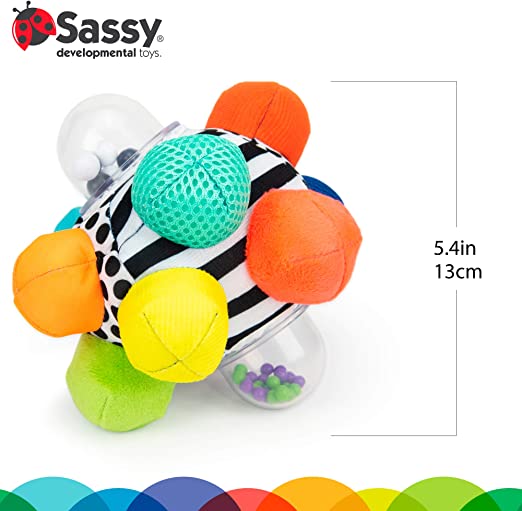 Sassy Developmental Bumpy Ball | Easy to Grasp Bumps Help Develop Motor Skills | for Ages 6 Months and Up | Colors May Vary