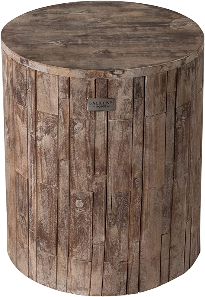 Patio Sense 62420 Elyse Round Rustic Garden Stool Wood Outdoor Seating & End Table Portable Adaptable Outdoor Furniture – Seasoned Patina Finish129.99