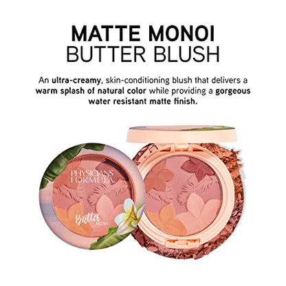 Physicians Formula Matte Monoi Butter Blush Makeup Powder, Mauvy Mattes, Dermatologist Tested