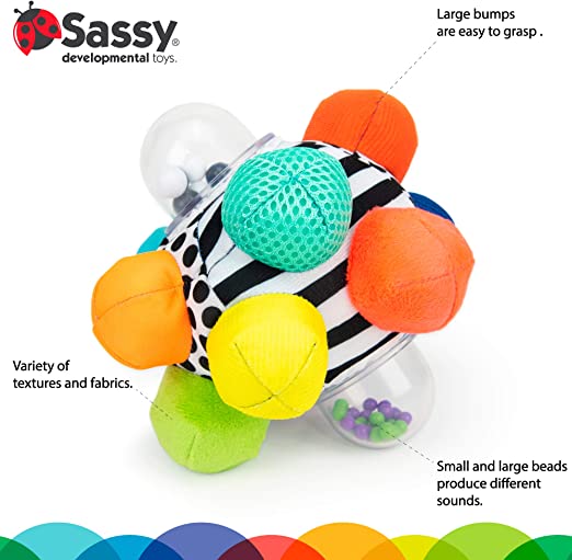 Sassy Developmental Bumpy Ball | Easy to Grasp Bumps Help Develop Motor Skills | for Ages 6 Months and Up | Colors May Vary