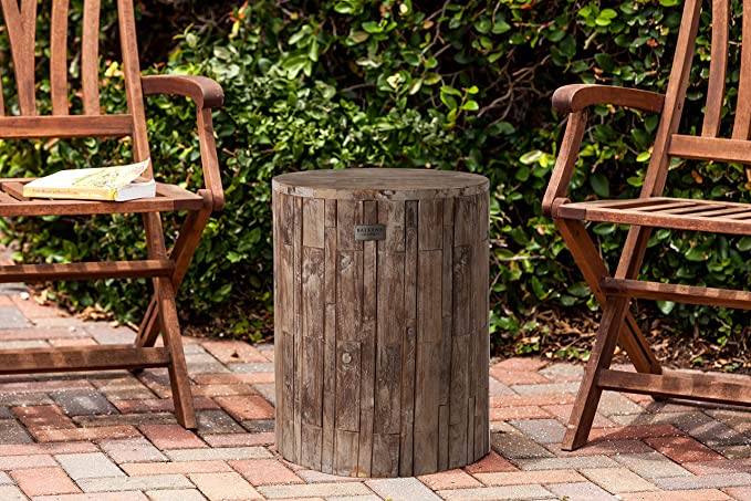 Patio Sense 62420 Elyse Round Rustic Garden Stool Wood Outdoor Seating & End Table Portable Adaptable Outdoor Furniture – Seasoned Patina Finish129.99