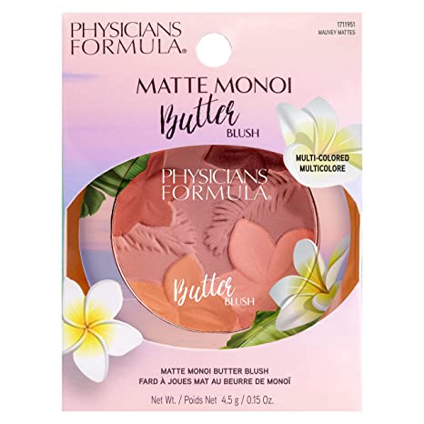 Physicians Formula Matte Monoi Butter Blush Makeup Powder, Mauvy Mattes, Dermatologist Tested